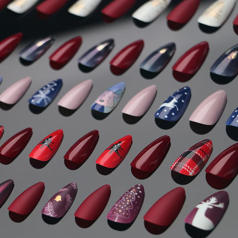 Lunro Red Blaze – Fire Marble Press-Ons | Coffin Cut Perfection