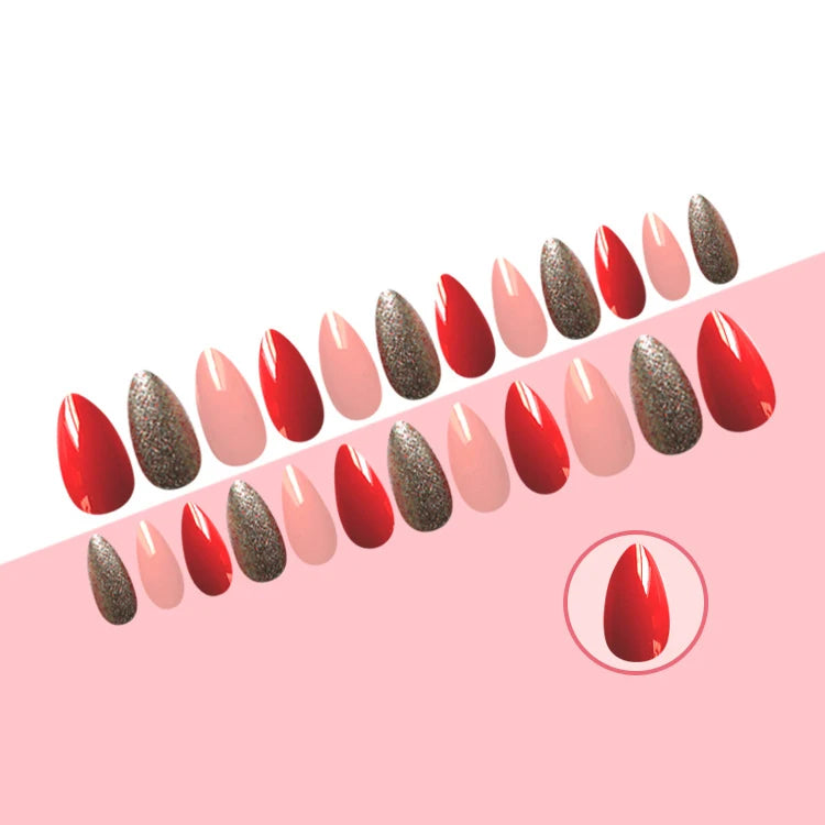 Lunro Red Blaze – Fire Marble Press-Ons | Coffin Cut Perfection