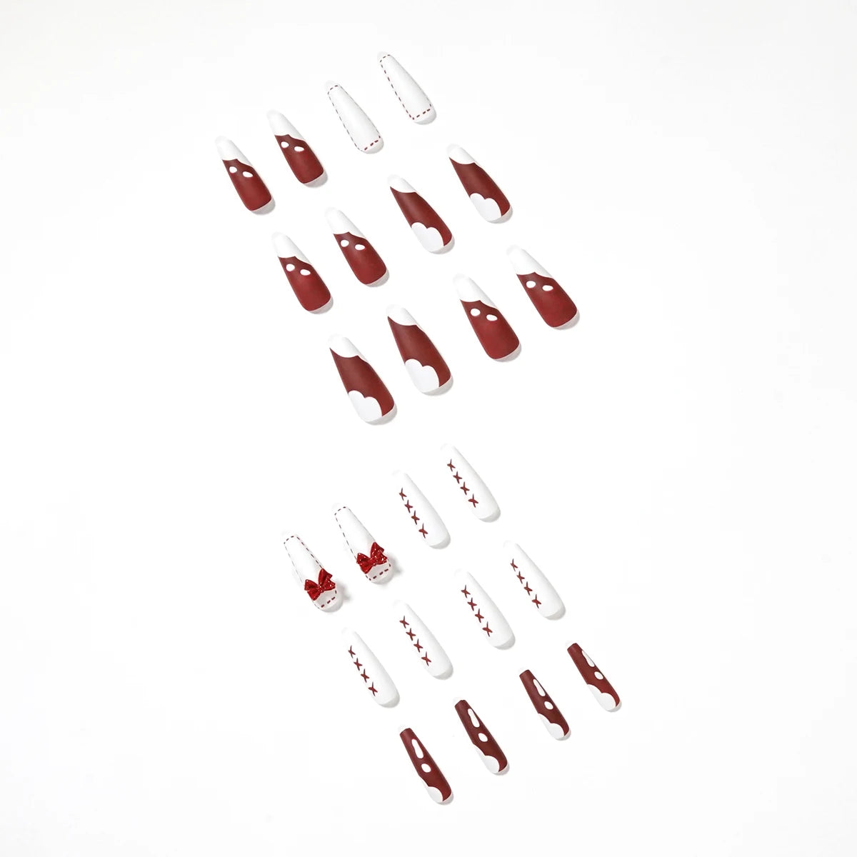Lunro Red Blaze – Fire Marble Press-Ons | Coffin Cut Perfection