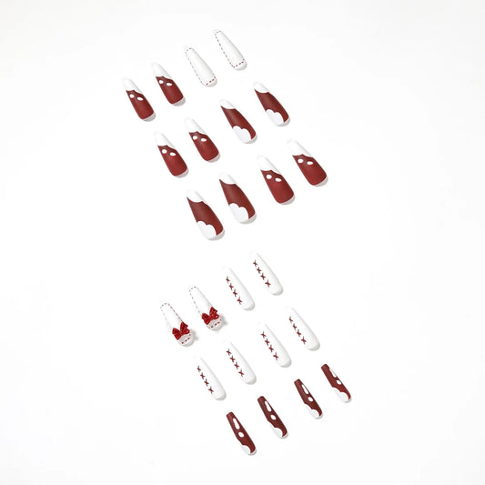 Lunro Red Blaze – Fire Marble Press-Ons | Coffin Cut Perfection
