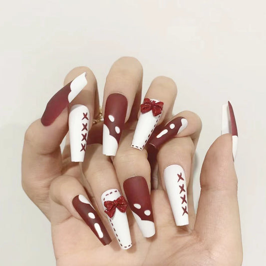 Lunro Red Blaze – Fire Marble Press-Ons | Coffin Cut Perfection