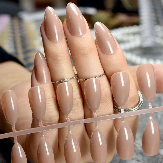 Lunro Sleek Stiletto Set – Light Brown Press-On Nails | Fashion DIY Kit